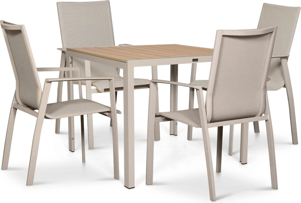 Tuinset 4 personen 909 cm Aluminium Zand/Beige Lifestyle Garden Furniture Ultimate/Creta