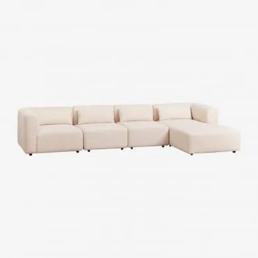 4-delige Modulaire Rechter Chaise Longue Bank Fogler Teddystof Crème Beige - Sklum