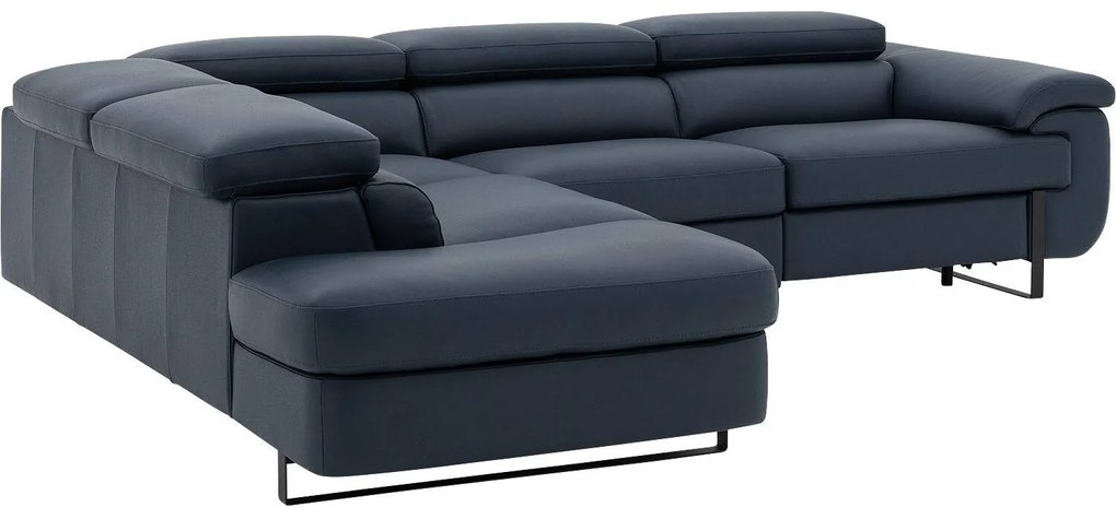 Goossens Excellent Relaxbank Lorenzo Met Verstelbare Hoofdsteunen blauw, leer, modern design