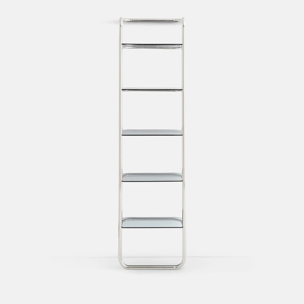 Wandplank van roestvrij staal en gerookt glas, Giorgio