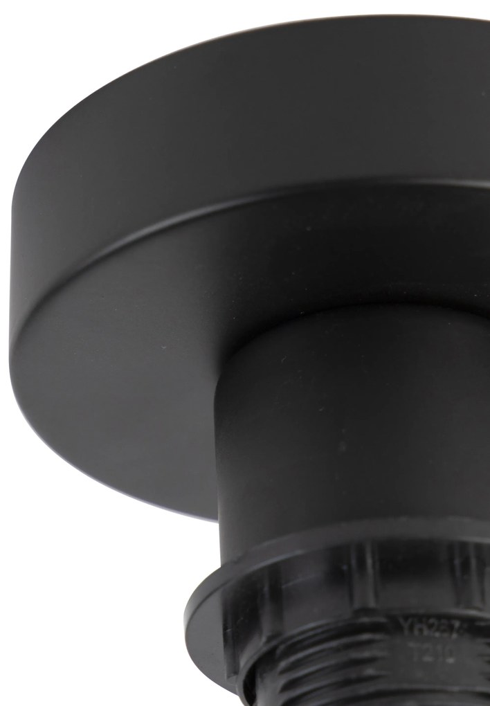 Plafondlamp met katoenen kap zwart met goud 25 cm - Combi zwart