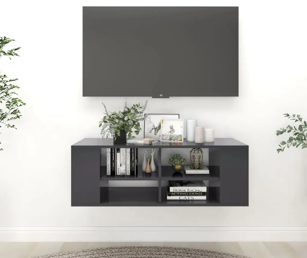 vidaXL Tv-wandmeubel 102x35x35 cm spaanplaat grijs