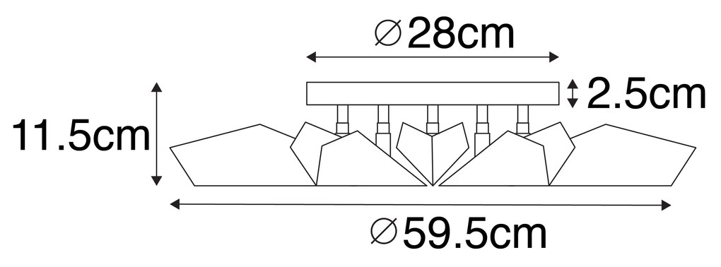 Design plafondlamp zwart met goud 5-lichts - Sinem