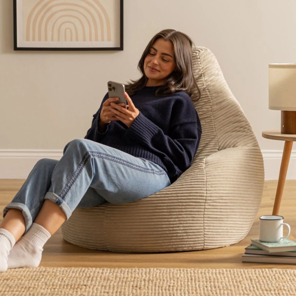 Cloudy Cord Zitzak Stoel - Beige