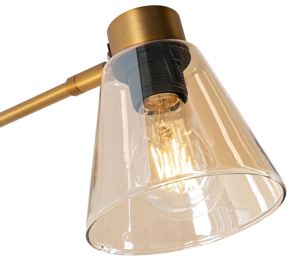 Art Deco wandlamp brons met marmer en amber glas - Nina Art Deco E27 rond Binnenverlichting Lamp