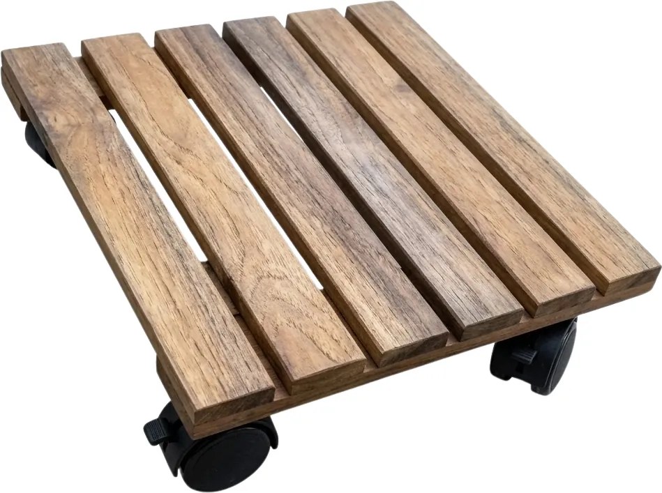 Famiflora Houten Plantentrolley - Vierkant - 30x30 cm - 4 Wielen