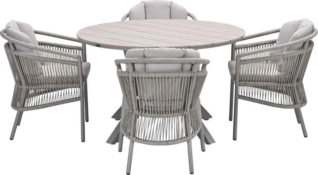 Garden Impressions Sorong tuinset 5-delig - Tulli tuintafel Ø122x75 cm - light teak vironwood