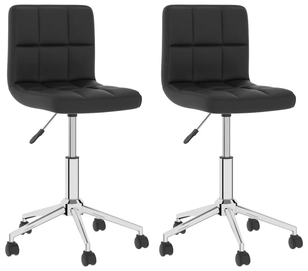 vidaXL Eetkamerstoelen draaibaar 2 st kunstleer zwart
