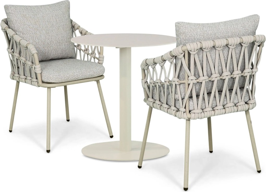 Tuinset Ronde Tuintafel 2 personen 70 cm Rope Zand/Beige Coco Oliva/Como