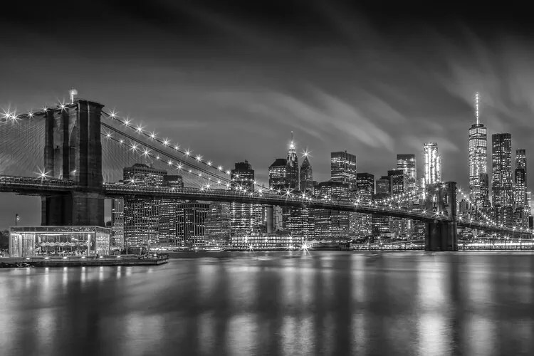 Foto BROOKLYN BRIDGE Nightly Impressions | Monochrome, Melanie Viola