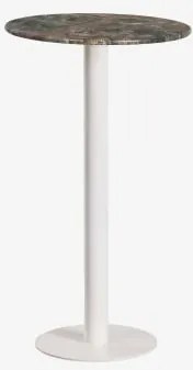 Ronde Hoge Bartafel Ø60 Cm In Natuurlijk Steen Xiren Groen Marmer Forest & Glaciale Wit - Sklum