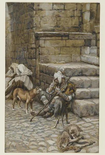 James Jacques Joseph Tissot - Kunstdruk The Poor Lazarus at the Rich Man's Door, (26.7 x 40 cm)