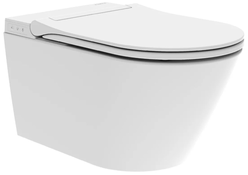 Schutte Cesari Premium randloze douche wc met Slim toiletzitting wit glans