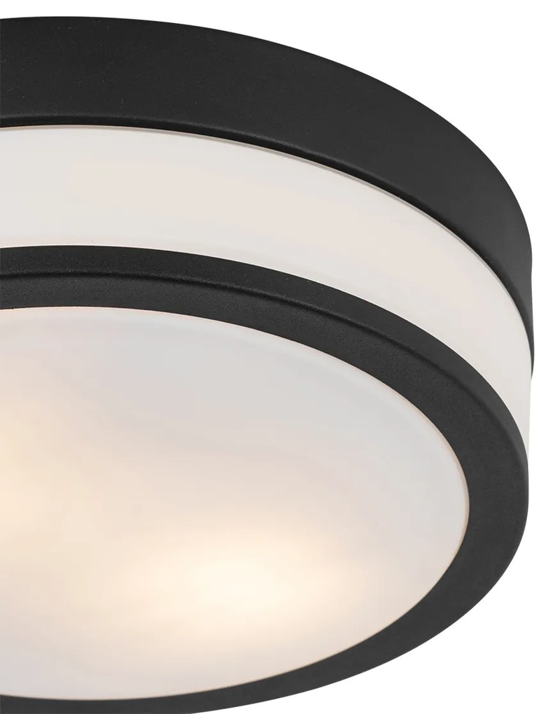 Buitenlamp Moderne plafondlamp zwart 28 cm IP44 - Flavi Modern E27 IP44 Buitenverlichting rond Lamp