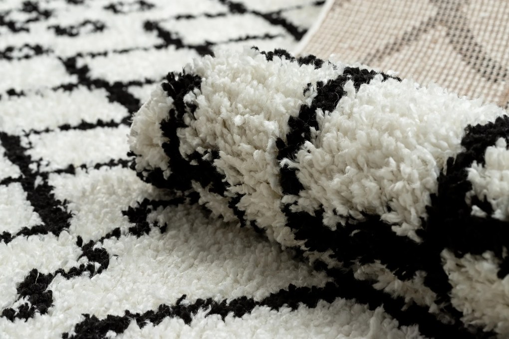 Tapijt PROMO BERBER SAFI N9040 wit / zwartrand, Barber, marokkaanse shaggy