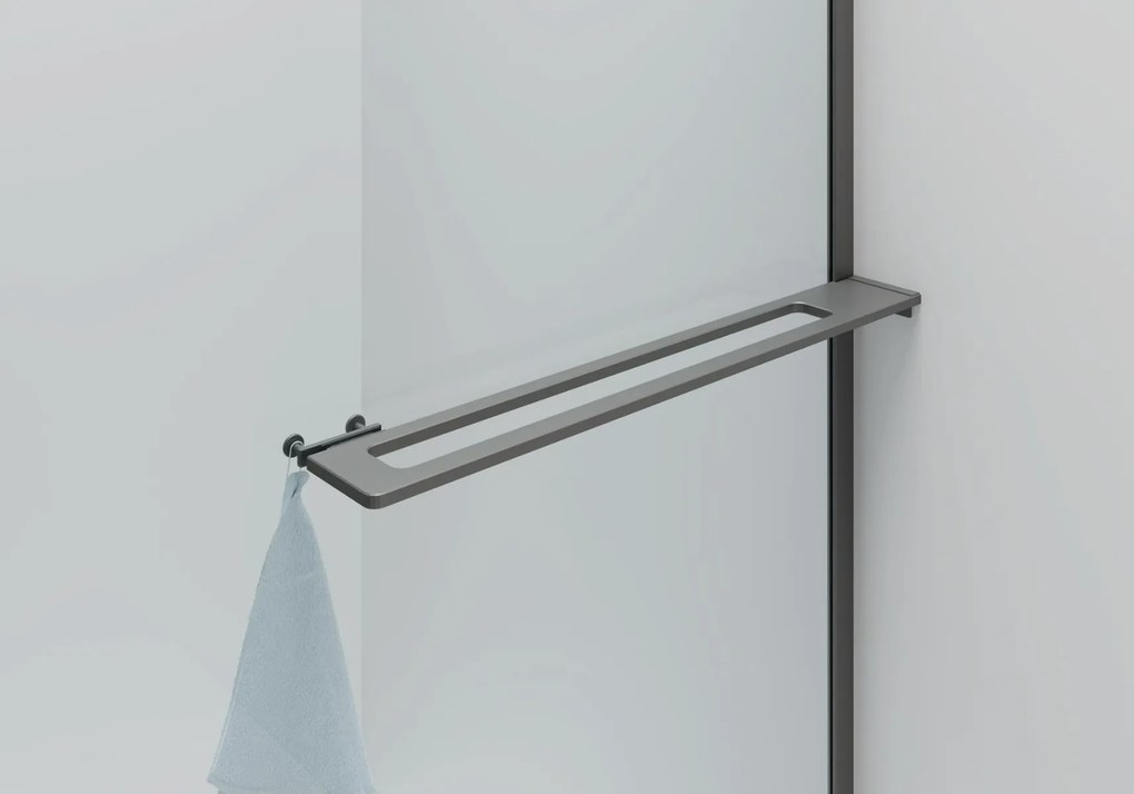 Sanigoods Curvea inloopdouche met handdoekhouder verouderd ijzer 100x200cm