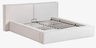 Bed Met Opklapbare Gestoffeerde Boxspring Lunari Gebroken Wit Chenille & 160 X 200 Cm & Zonder Matras - Sklum