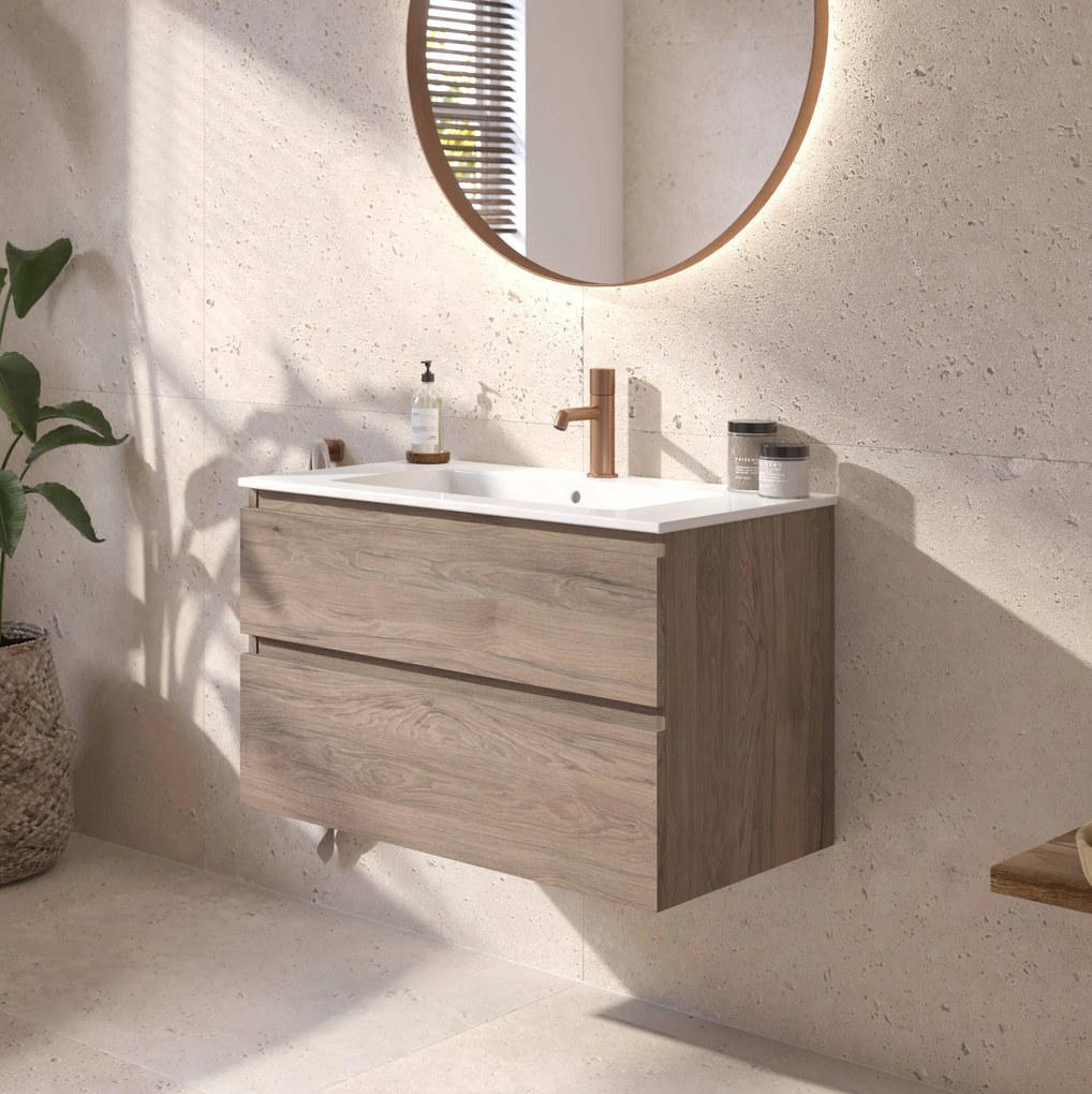 Ben Tendenza badmeubel incl. keramische wastafel 80x46x62cm congo bruin