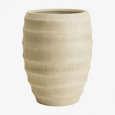Buitenbloempot Van Cement Gabe Ø30 Cm - ↑45 Cm & Gebroken Wit - Sklum