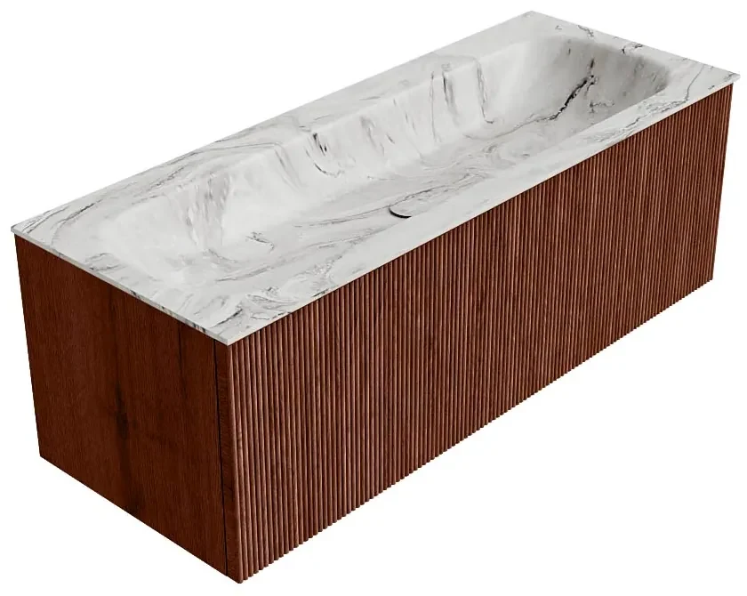 Mondiaz Kurve-dlux 120cm badmeubel ruby met 1 lade en wastafel big large midden 2 kraangaten glace