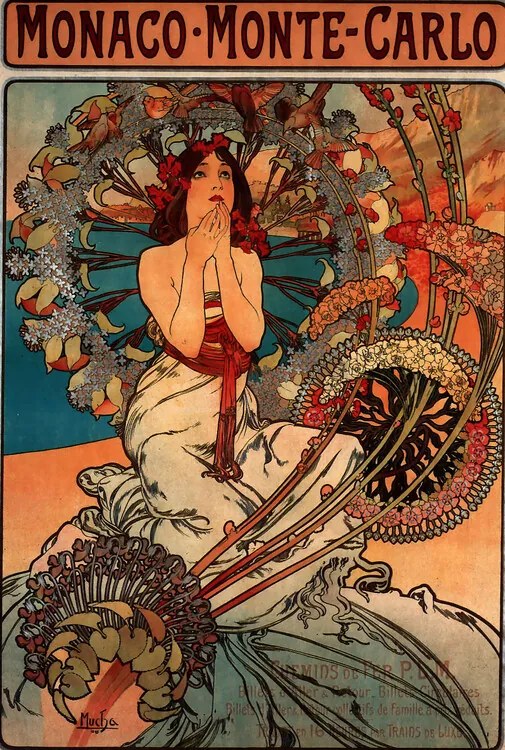 Kunstreproductie Monaco Monte Carlo, Alphonse Mucha
