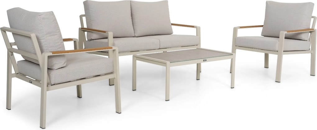 Stoel en Bank Loungeset 4 personen Aluminium Zand/Beige  Domani Furniture Leaf