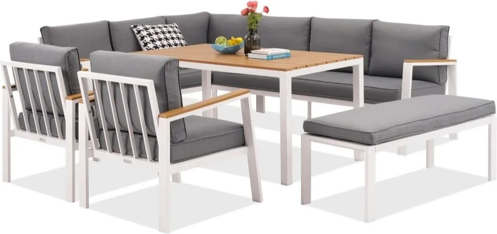 Zakintos Comida 7 hoek loungeset met bank wit Garden Point