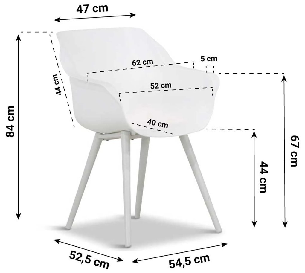 Tuinset 4 personen 180 cm Kunststof Wit Hartman Sophie