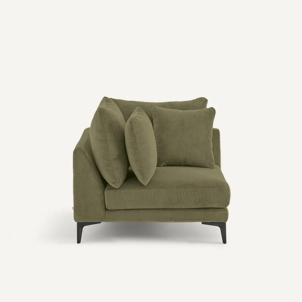 Hoekbank in stone-kleurig fluweel, MODERNISTE, ontwerp van Emmanuel Gallina