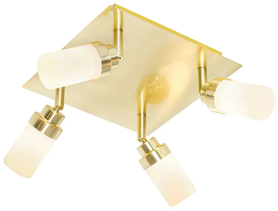 Moderne badkamer Spot / Opbouwspot / Plafondspot messing 4-lichts IP44 - Japie Modern G9 IP44 vierkant Lamp