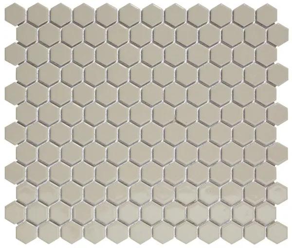 The Mosaic Factory Barcelona mozaïektegel 2.3x2.6x0.5cm Hexagon Geglazuurd porselein grijs AFH23300