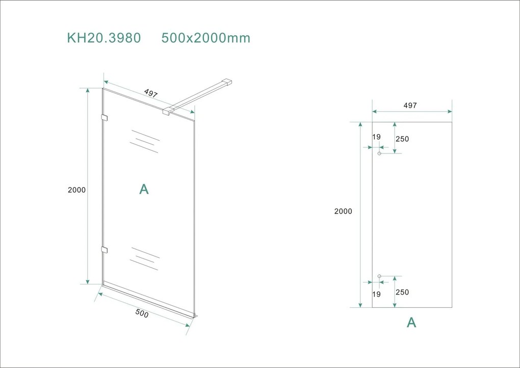 Mueller Clips inloopdouche profielloos 50x200cm ANTI-KALK