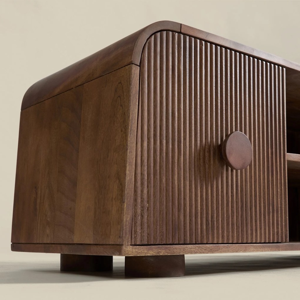 Houten Tv-meubel Met Ronde Hoeken - 140x40x43cm.