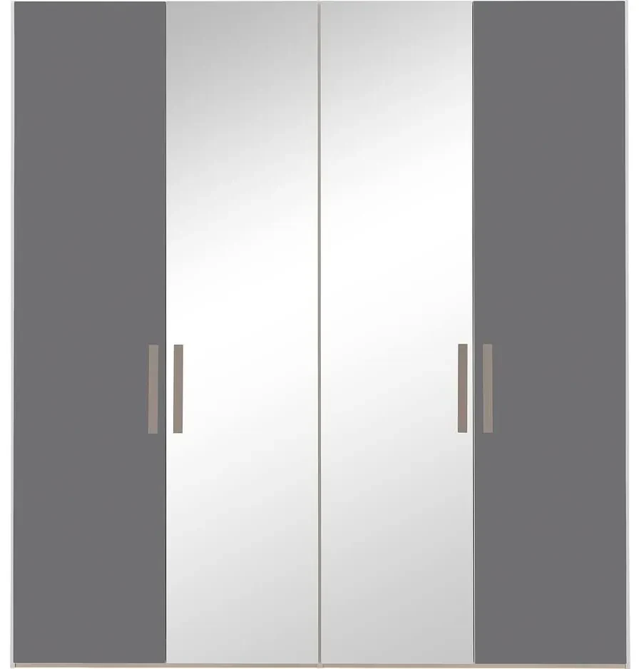 Goossens Kledingkast Easy Storage Ddk, Kledingkast 203 cm breed, 220 cm hoog, 2x glas draaideur en 2x spiegel draaideur midden