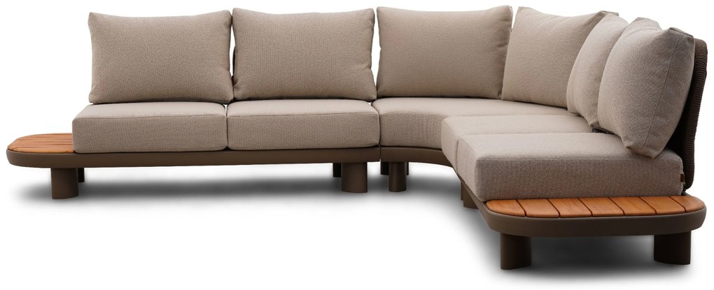 Hoek loungeset 5 personen Aluminium/Rope /Teak Taupe Santika Furniture Santika