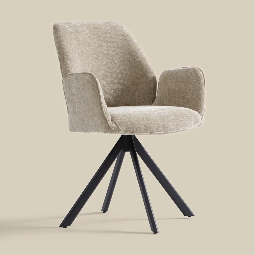 Beige Eetkamerstoel Met Armleuningen