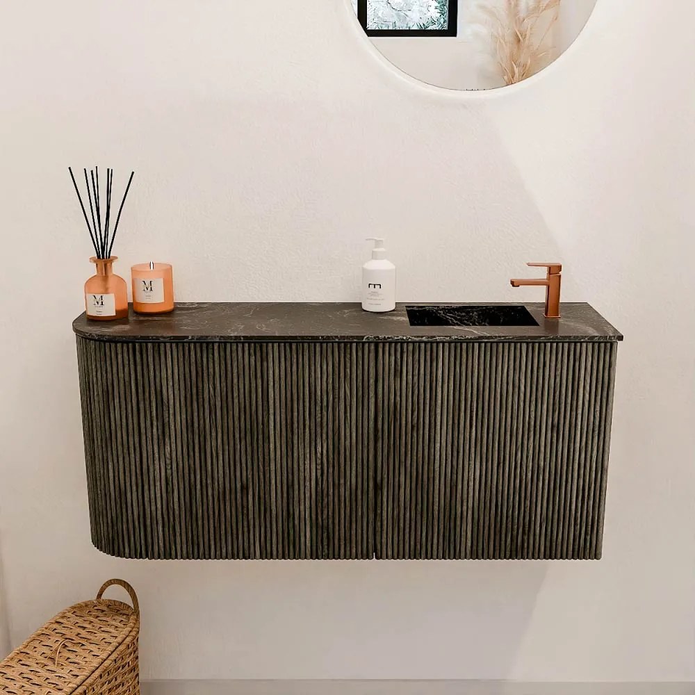 Mondiaz Joya DLux 90cm toiletmeubel ronding links shadow met wastafel faye rechts 1 kraangat lava