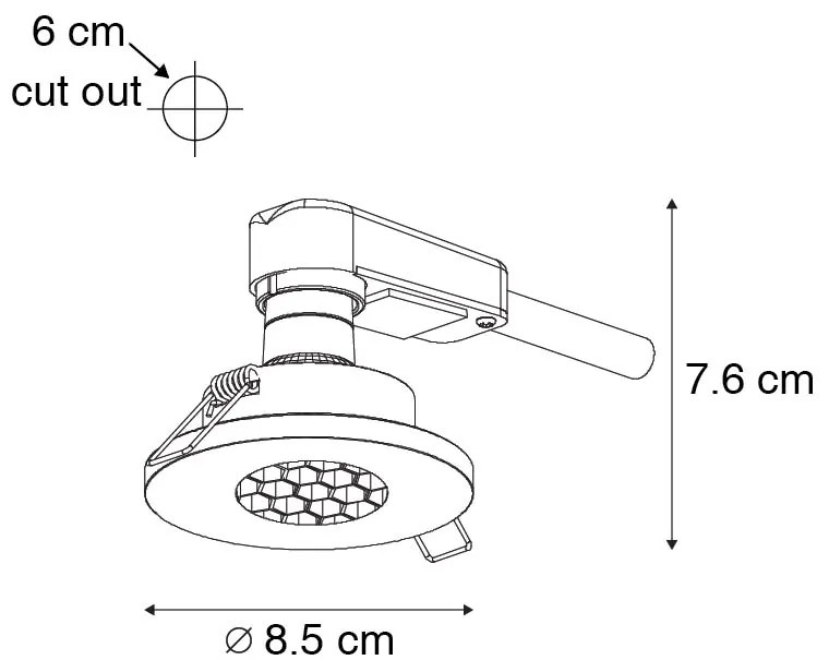 Set van 6 Moderne badkamer inbouwspot wit IP54 - Shed Honey