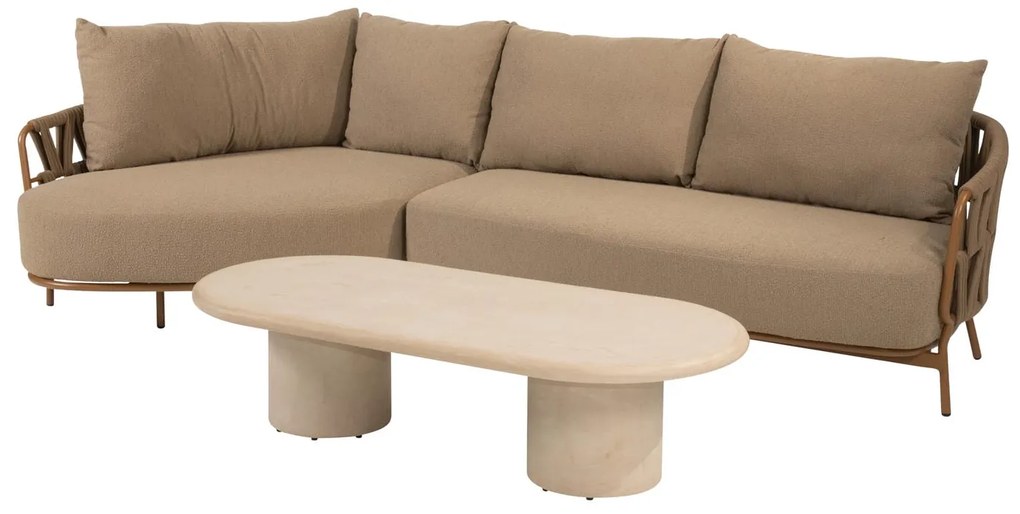 4 Seasons Outdoor Biarritz chaise loungebank amber SALE Loungebank beige weerbestendig