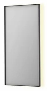 INK SP32 spiegel - 50x4x100cm rechthoek in stalen kader incl indir LED - verwarming - color changing - dimbaar en schakelaar - geborsteld metal black 8410015