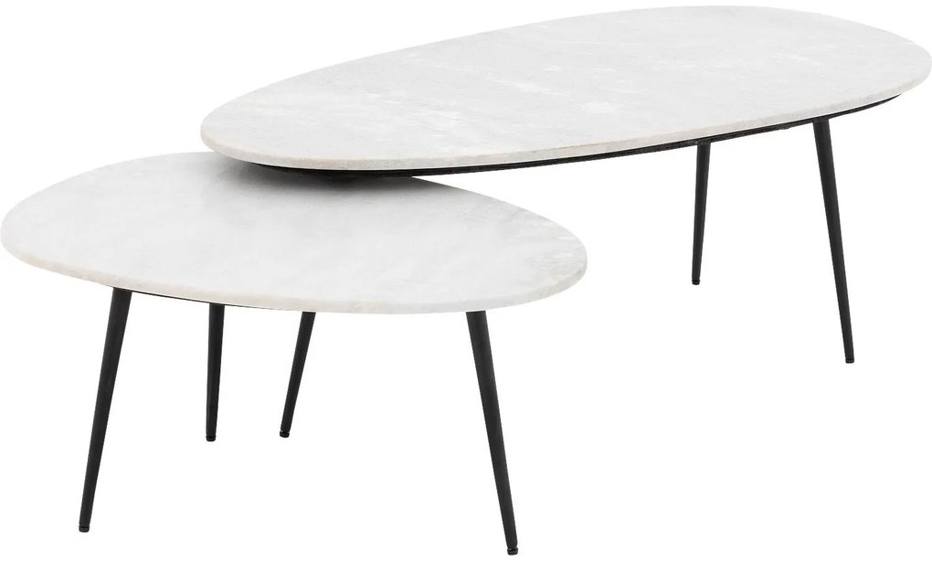 Goossens Salontafel Enzo ovaal, marmer wit, elegant chic, 110 x 40 x 55 cm