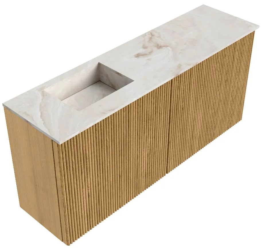 Mondiaz Joya DLux 90cm toiletmeubel oak met wastafel faye links 1 kraangat frappe