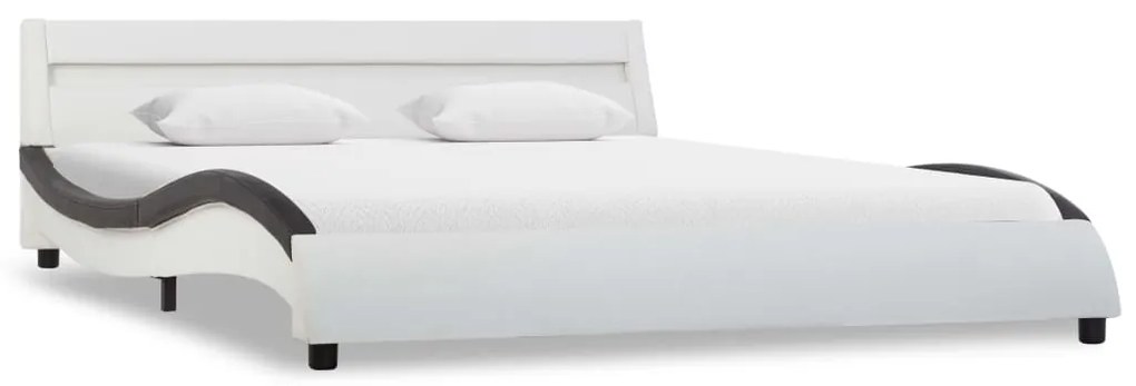 vidaXL Bedframe met LED kunstleer wit en zwart 160x200 cm