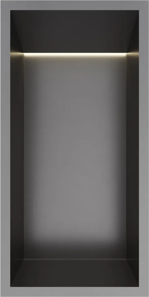 Hotbath &More inbouwnis met verlichting 30x15x10cm geborsteld gunmetal PVD