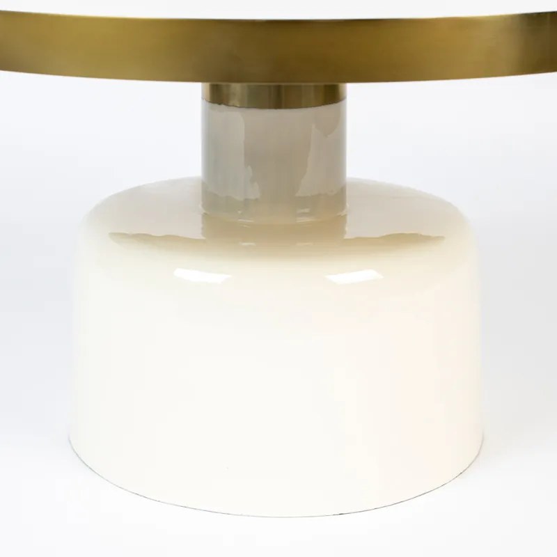 Zuiver Glam Salontafel Emaille Wit Met Goud - 60 X 60cm.