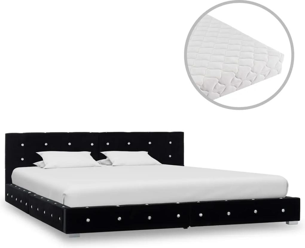 Bed met matras fluweel zwart 160x200 cm