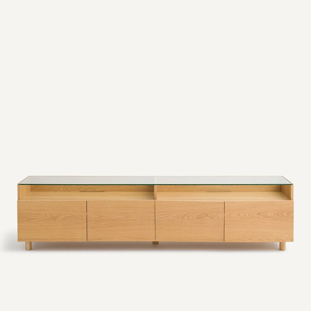 XL hifi-tv-meubel, 4 deuren, glazen blad, WALOR