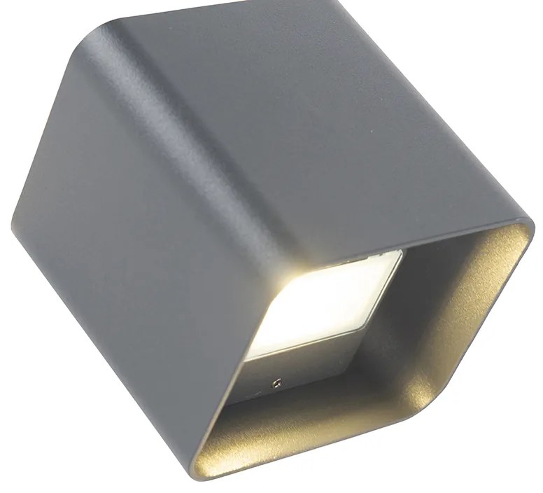 Buitenlamp Moderne wandlamp antraciet incl. LED IP54 vierkant - Evi Modern IP54 Buitenverlichting