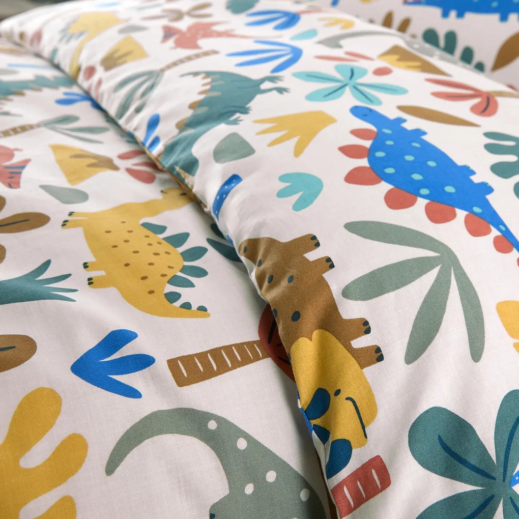 Kinderdekbedovertrek, 30% gerecycled katoen, dinosaurusprint, DINO