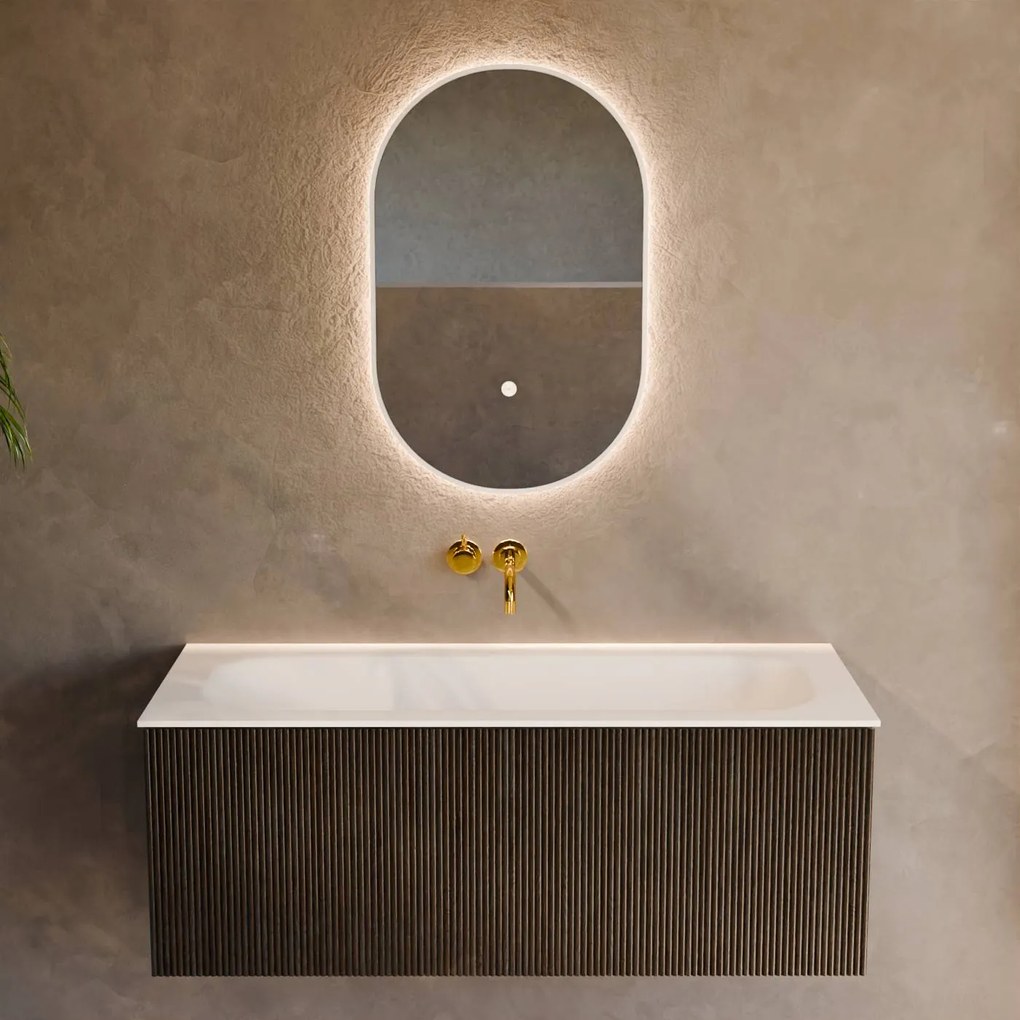 Mondiaz Kurve 110cm badmeubel shadow met 1 lade en wastafel big medium midden zonder kraangat